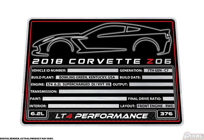 2018 CHEVROLET CORVETTE Z06 Engine Bay Build Plaque